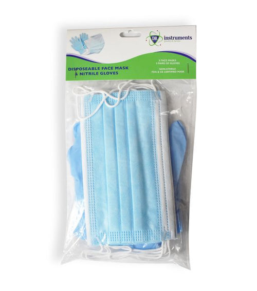 Safety Pack 5 face mask, 5 pairs of Nitrile Gloves, XL